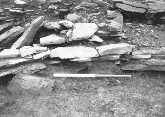 Tres Ness, Sanday. 
Section through eroded chambered cairn.