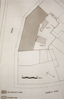 E1  Excavation photograph.  Plan of site