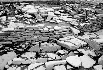 Excavation photograph : entrance passage to the broch, looking south-west, after removal of east passage wall.