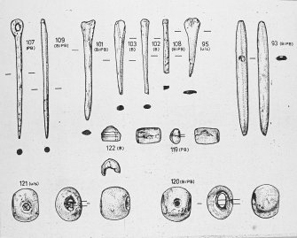 Bone needles/bodkins, pins and pin heads, Broch of Gurness, Aikerness.