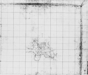 Plan of lowest course of stonework of Shamrock building.  Seeming field plan.Broch of Gurness, Aikerness.