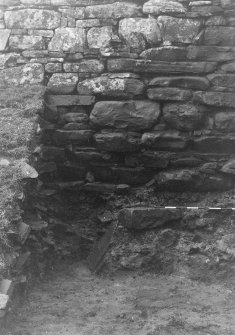 Trench 1, Area B. Broch wall.  From North.