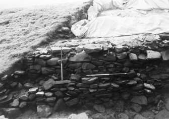 Trench 1,Area A,Extension. Eastern extent of lower walls (features 3 and 4) from North.