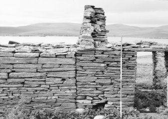 Survey photograph : site 51c -part of front elevation of agricultural building of drystone construction.