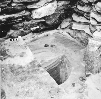 Excavation photograph.  Cell 2 Pit 1
(1994 copy from original colour neg.)