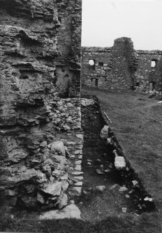 Excavation photograph - S wall main tower showing changed alignment