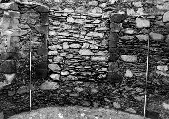 Excavation photograph : N tower - blocked window on E side of tower, from W.