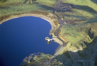 Aerial view of Clunas Reservoir, Nairnshire, looking N.