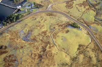 Overhead aerial view of sites at The Ord, near Lairg, Sutherland, looking E. 