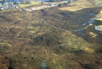 Oblique aerial view of features at The Ord, near Lairg, looking SE.