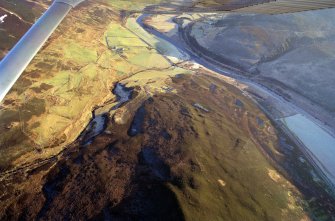 An oblique aerial view of the Caen Burn, Strath of Kildonan, East Sutherland, looking SE.