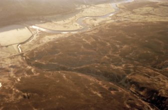 Aerial view of Torrish Burn, Strath Kildonan, East Sutherland, looking SW.