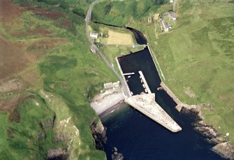 Aerial view of Lybster Harbour, Caithness, looking W.