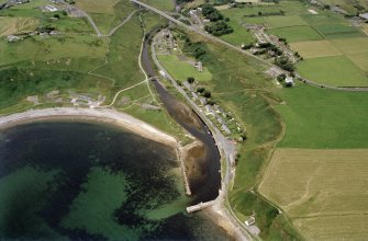 Aerial view of Portormin, Dunbeath, Caithness, looking NW.