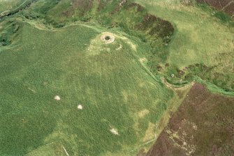 Aerial view of Ousdale Broch, Helmsdale, East Sutherland, looking SE.