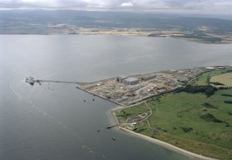 Aerial view of Nigg fabrication yard, Cromarty Firth, looking NW.