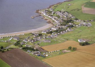 Aerial view of Portmahomack, Tarbat Ness, Easter Ross, looking N.