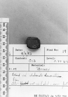 Excavation photograph : small find number 19 pottery.