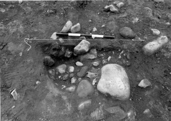 Excavation photograph : area 1 - f1114 - half section, from west.