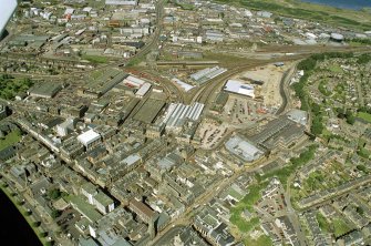 Aerial view of Inverness railway station area, looking NE.
