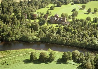Aerial view of Beaufort Castle Beauly, looking S.
