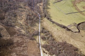 Aerial view of Torri Falaig Dun, Strath Carnaig, Sutherland, looking W.