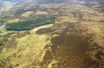 Oblique aerial view of Sciberscross, Strath Brora, Sutherland, looking W.