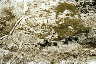 Aerial view of Creag an Tuim Bhig deserted settlement, near Tomatin, S of Inverness, looking W.