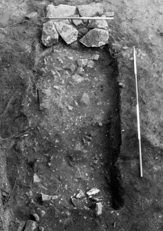 Excavation photograph : trench 5 - robber trench f161 and wall foundations f299, from S.