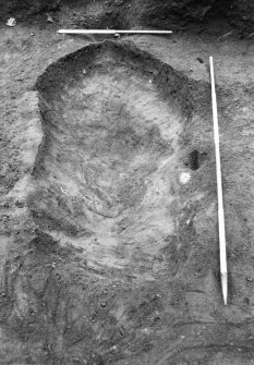 Excavation photograph : feature f911 fully excavated, from W.