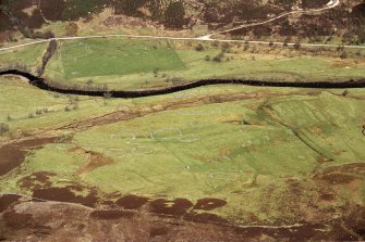 An oblique aerial view of Torseiller, Strath Brora, Clyne, Sutherland, looking N.