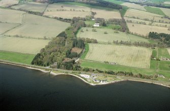 Aerial view of Foulis Castle and policies, N shore of Cromarty Firth, looking NW.