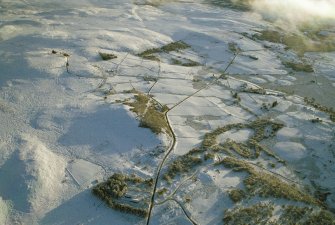 Oblique aerial view of the area around Culdrain, Rogart, East Sutherland, looking SE.