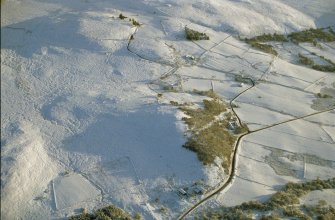 Oblique aerial view of Culdrain and Blairmore, Rogart, East Sutherland, looking SE. 