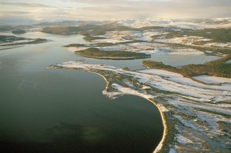 Aerial view of Meikle Ferry, Dornoch Firth, East Sutherland, looking W.