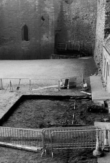 Excavation photograph : location of trench in courtyard of castle.