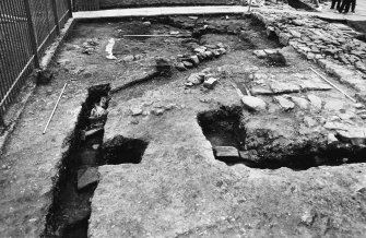 Excavation photograph : gatehouse area after partial removal of 1968 backfill, from west.