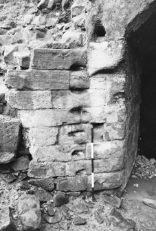 Excavation photograph : E jamb of postern.
(B&W negatives colour printed)