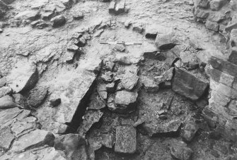 Excavation photograph : view of steps in trench A.
(B&W negatives colour printed)