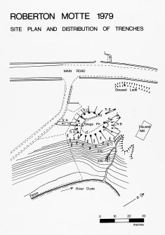 Photographic copy of excavation drawing.
Site plan and distribution of trenches.