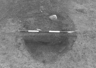 Excavation photograph : area 3 - f3019, half section of intrusive feature, from W.