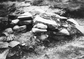 Photograph taken during excavation, possibly of boundary wall.
