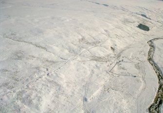 Aerial view of Crioslach, Black Water, Strath Brora, East Sutherland, looking SE.