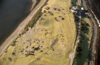 Aerial view of an enclosure on the Ness of Portnaculter, Dornoch, East Sutherland, looking NW.