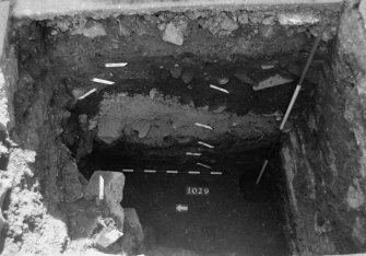 Excavation photograph : area O - E section of trial hole on western defences.