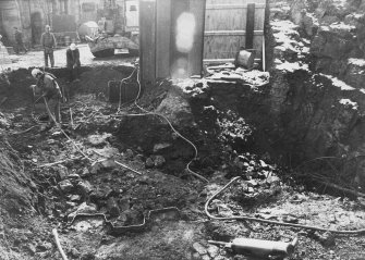 Excavation photograph : area L - Inner Barrier during construction of Bailey bridge.