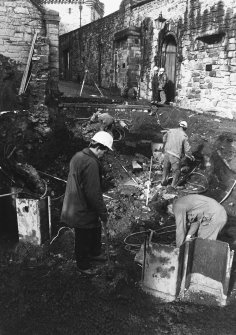 Excavation photograph : area L - Inner Barrier during installation of Bailey bridge.