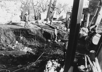 Excavation photograph : area L - features exposed and destroyed during installation of Bailey Bridge.