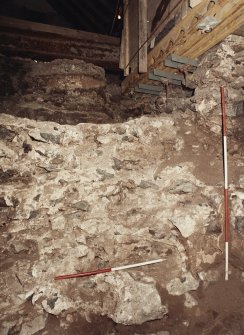 Excavation photograph : detail of wall 1066 of storekeeper's house.