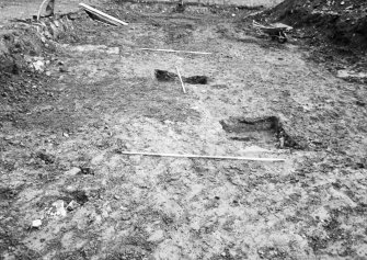 Dunfermline, Priory Lane, former Lauder Technical College, excavations.
Excavation photograph : trench 1 - general view of early stages of excavation showing sondages through modern deposits.